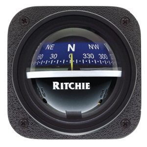 RITCHIE V-537B EXPLORER COMPASS, BULKHEAD MOUNT, BLUE DIAL