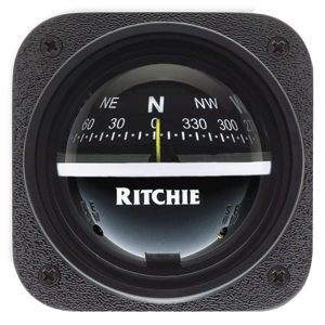 RITCHIE V-537 EXPLORER COMPASS, BULKHEAD MOUNT, BLACK DIAL