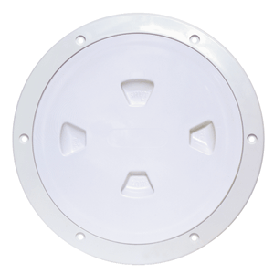BECKSON 8" SMOOTH CENTER SCREW-OUT DECK PLATE, WHITE