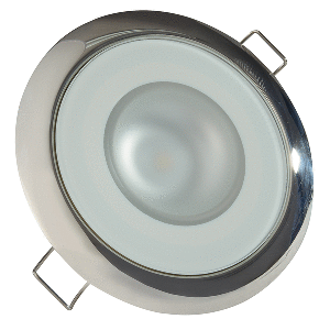 LUMITEC MIRAGE, FLUSH MOUNT DOWN LIGHT, GLASS FINISH/POLISHED SS, 4-COLOR RED/BLUE/PURPLE NON DIMMING w/WHITE DIMMING