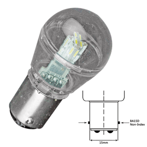 LUNASEA BAYONET LED BULB BA15D, 10-30VDC/1W/75 LUMENS, WARM WHITE
