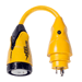 MARINCO P30-504 EEL 50A-125/250V FEMALE TO 30A-125V MALE PIGTAIL ADAPTER - YELLOW