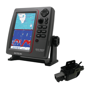 SITEX SVS-760CF DUAL FREQUENCY CHARTPLOTTER SOUNDER W/NAVIONICS+ FLEXIBLE COVERAGE & TRANSOM MOUNT TRIDUCER