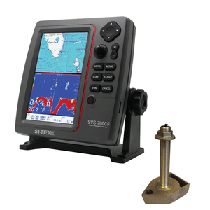 SITEX SVS-760CF DUAL FREQUENCY CHARTPLOTTER/SOUNDER W/NAVIONICS+ FLEXIBLE COVERAGE & 1700/50/200T-CX TRANSDUCER
