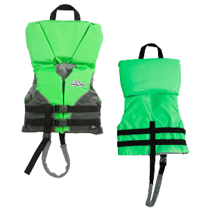 STEARNS INFANT HEADS-UP NYLON VEST LIFE JACKET, UP TO 30LBS, GREEN
