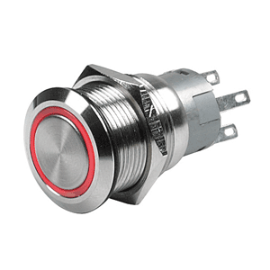 MARINCO PUSH BUTTON SWITCH, 12V LATCHING ON/OFF, RED LED