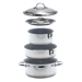 KUUMA 7-PIECE CERAMIC NESTING COOKWARE SET-STAINLESS STEEL W/NON-STICK COATING-INDUCTION COMPATIBLE-OVEN SAFE