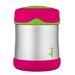 THERMOS FOOGO STAINLESS STEEL, VACUUM INSULATED FOOD JAR-WATERMELON/GREEN-10 OZ.