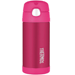 THERMOS FUNTAINER STAINLESS STEEL, INSULATED STRAW BOTTLE-PINK-12 OZ.