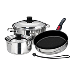 MAGMA NESTING 7-PIECE INDUCTION COMPATIBLE COOKWARE - STAINLESS STEEL EXTERIOR & SLATE BLACK CERAMICA NON-STICK INTERIOR