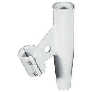 LEE'S CLAMP-ON ROD HOLDER, WHITE ALUMINUM, VERTICAL MOUNT, FITS 1.900" O.D. PIPE