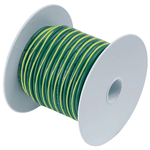 ANCOR GREEN w/YELLOW STRIPE 10 AWG TINNED COPPER WIRE, 25'