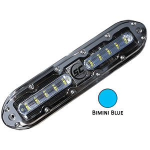 SHADOW-CASTER SCM-10 LED UNDERWATER LIGHT w/20' CABLE, 316 SS HOUSING, BIMINI BLUE