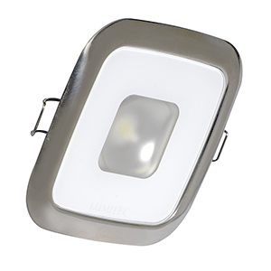 LUMITEC SQUARE MIRAGE DOWN LIGHT, WHITE DIMMING, RED/BLUE NON-DIMMING, POLISHED BEZEL