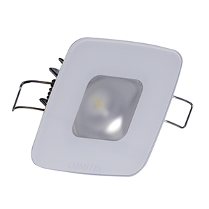 LUMITEC SQUARE MIRAGE DOWN LIGHT, WHITE DIMMING, RED/BLUE NON-DIMMING, GLASS HOUSING, NO BEZEL