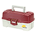 PLANO 1-TRAY TACKLE BOX w/DUEL TOP ACCESS, RED METALLIC/OFF WHITE