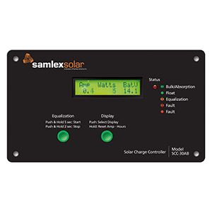 SAMLEX FLUSH MOUNT SOLAR CHARGE CONTROLLER w/LCD DISPLAY, 30A