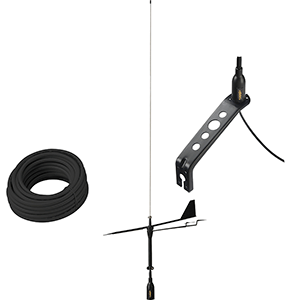 GLOMEX BLACK SWAN VHF ANTENNA w/WIND INDICATOR & 66' COAX CABLE