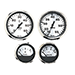 FARIA SPUN SILVER BOX SET OF 4 GAUGES F/OUTBOARD ENGINES, SPEEDOMETER, TACH, VOLTMETER & FUEL LEVEL