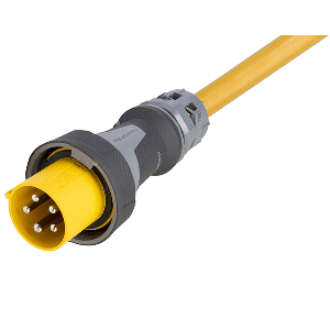 MARINCO 100 AMP 120/208V 4-POLE, 5-WIRE SHORE POWER CABLE, NO NEUTRAL WIRE, ONE-ENDED MALE ONLY CORD, BLUNT CUT, 125'