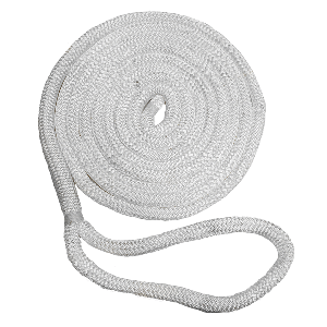 NEW ENGLAND ROPES 3/8" DOUBLE BRAID DOCK LINE, WHITE, 15'