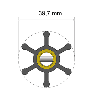 ALBIN PUMP PREMIUM IMPELLER KIT, 39.7 X 9.5 X 19.2MM, 6 BLADE, PIN INSERT