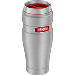 THERMOS 16OZ SS TRAVEL TUMBLER MATTE STEEL WITH RED BADGE