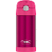 THERMOS FUNTAINER STAINLESS STEEL INSULATED PINK WATER BOTTLE W/STRAW - 12OZ
