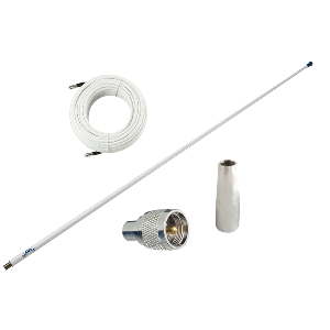 GLOMEX 4' GLOMEASY VHF ANTENNA 3DB w/FME TERMINATION, 6M COAXIAL CABLE, RA300 ADAPTER & PL259 CONNECTOR