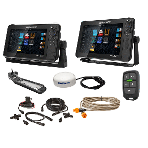 LOWRANCE HDS LIVE BUNDLE, 9" & 12" DISPLAY AI 3-IN-1 T/M TRANSDUCER, POINT 1 GPS ANTENNA, LR-1 REMOTE & CABLING