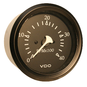 VDO COCKPIT MARINE 85MM (3-3/8") DIESEL TACHOMETER, 4000 RPM, BLACK DIAL/BEZEL