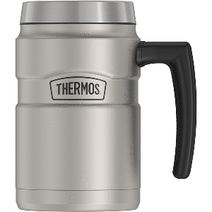 THERMOS 16 OZ KING MUG  MATTE STAINLESS STEEL &#91;CLOSEOUT NON RETURNABLE]