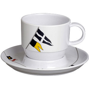 MARINE BUSINESS MELAMINE TEA CUP & PLATE BREAKFAST SET, REGATA, SET OF 6