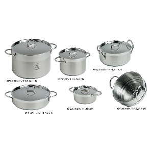 MARINE BUSINESS KITCHEN COOKWARE PAN SET SELF-CONTAINING, STAINLESS STEEL, SET OF 8