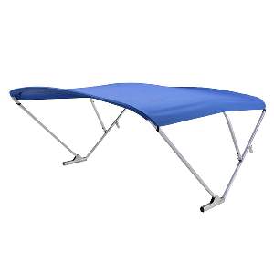 SURESHADE POWER BIMINI - CLEAR ANODIZED FRAME - PACIFIC BLUE FABRIC