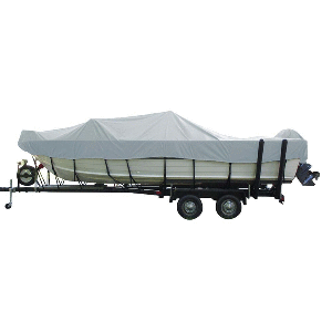 CARVER POLY-FLEX II WIDE SERIES STYLED-TO-FIT BOAT COVER F/16.5' ALUMINUM V-HULL BOATS WITH WALK-THRU WINDSHIELD - GREY