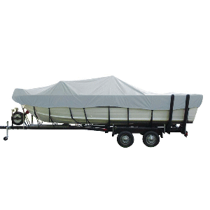 CARVER POLY-FLEX II WIDE SERIES STYLED-TO-FIT BOAT COVER F/18.5' ALUMINUM V-HULL STERNDRIVE BOATS WITH WALK-THRU WINDSHIELD - GR