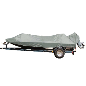 CARVER POLY-FLEX II STYLED-TO-FIT BOAT COVER F/15.5' JON STYLE BASS BOATS - GREY
