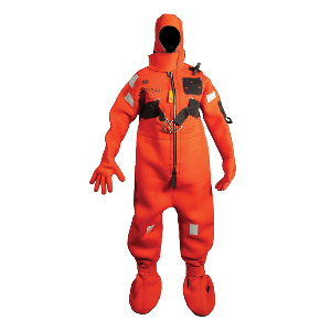 MUSTANG NEOPRENE COLD WATER IMMERSION SUIT w/HARNESS, RED, CHILD
