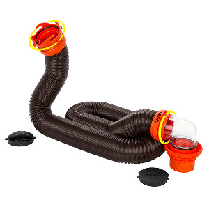 CAMCO RHINOFLEX 15' SEWER HOSE KIT W/ 4 IN 1 ELBOW, CAPS