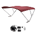 SURESHADE BATTERY POWERED BIMINI - CLEAR ANODIZED FRAME & BURGUNDY FABRIC