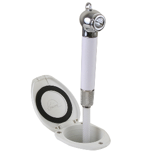 SCANDVIK RECESSED SHOWER W/6' WHITE HOSE, PUSH-BUTTON
