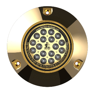 METRO MARINE HIGH-OUTPUT SUBMERSIBLE UNDERWATER LIGHT W/INTELLIGENT MONOCHROMATIC LED'S, AQUA, 90-DEG BEAM