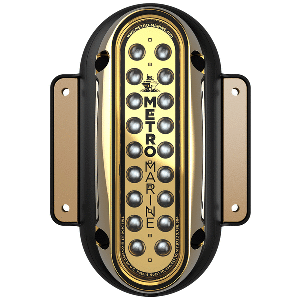METRO MARINE HIGH-OUTPUT VERTICAL SURFACE MOUNT LIGHT W/INTELLIGENT MONOCHROMATIC LED'S, AQUA, 45-DEG BEAM