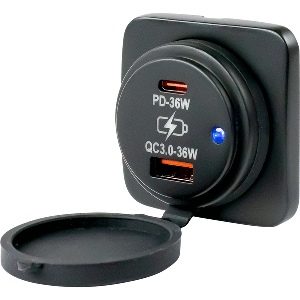 SEA DOG USB A / USB C SQUARE SURFACE MOUNT POWER SOCKET