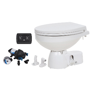 JABSCO QUIET FLUSH E2 RAW WATER TOILET REGULAR BOWL, 12V, SOFT CLOSE LID