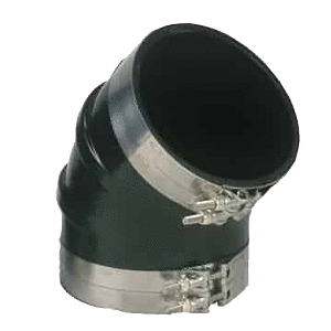 TRIDENT MARINE 3" ID 45-DEGREE EPDM BLACK RUBBER MOLDED WET EXHAUST ELBOW W/4 T-BOLT CLAMPS