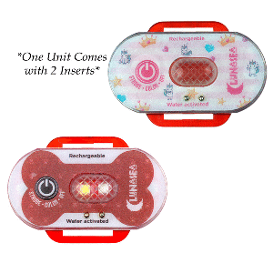 LUNASEA CHILD/PET SAFETY WATER ACTIVATED STROBE LIGHT, RED CASE, BLUE ATTENTION LIGHT