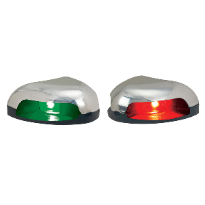 PERKO RED/GREEN HORIZONTAL MOUNT SIDE LIGHT, PAIR, STAINLESS STEEL