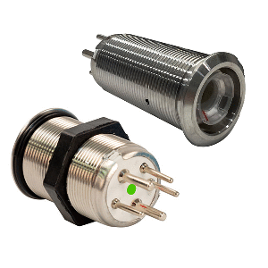 BLUEWATER 22MM INRUSH PUSH BUTTON SWITCH MOMENTARY, BLUE/RED LED, SWITCH BODY ONLY